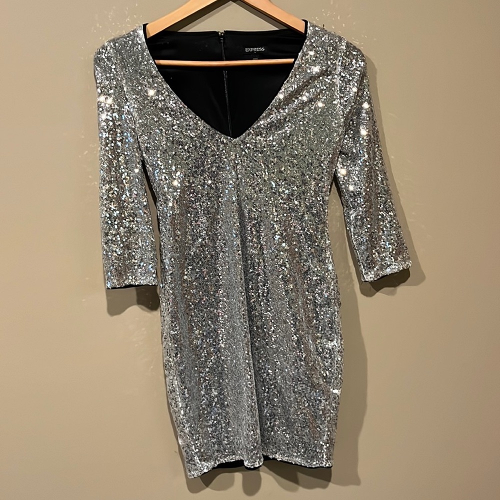 Silver sequin Express dress